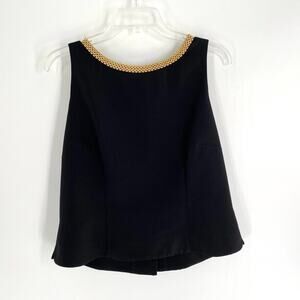 Vintage Sleeveless Top Black Gold Studs Elegant Evening Button Back Sz Medium...